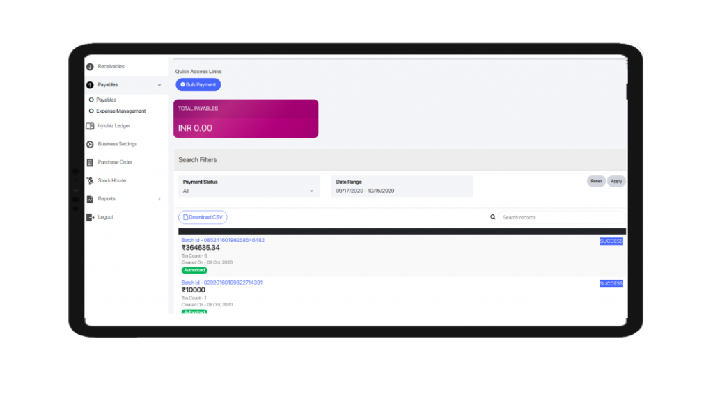 hylobiz ipad payables dashboard How Hylobiz helps Accounting Teams in simplifying "Payables"