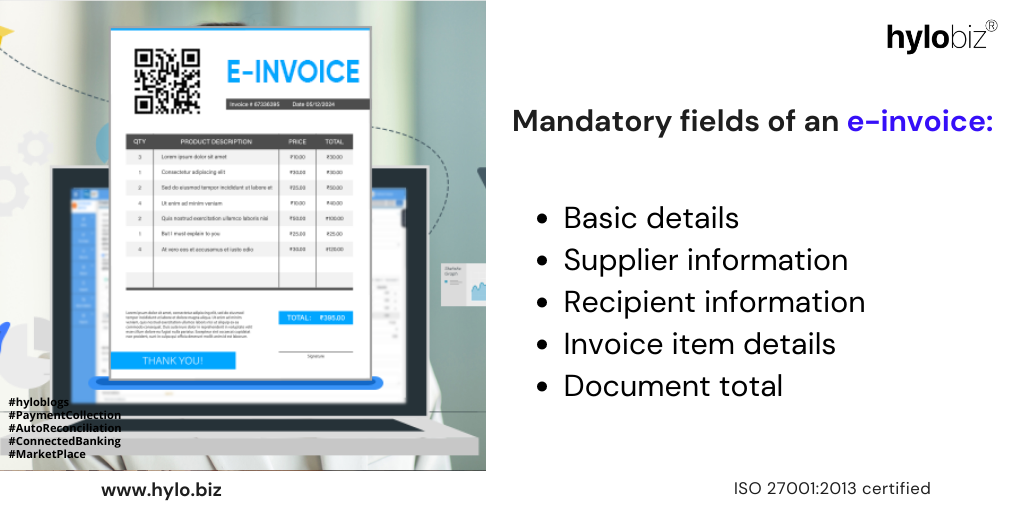 e-Invoice, mandatory fields in e-Invoice, e-Invoice application, Hylobiz